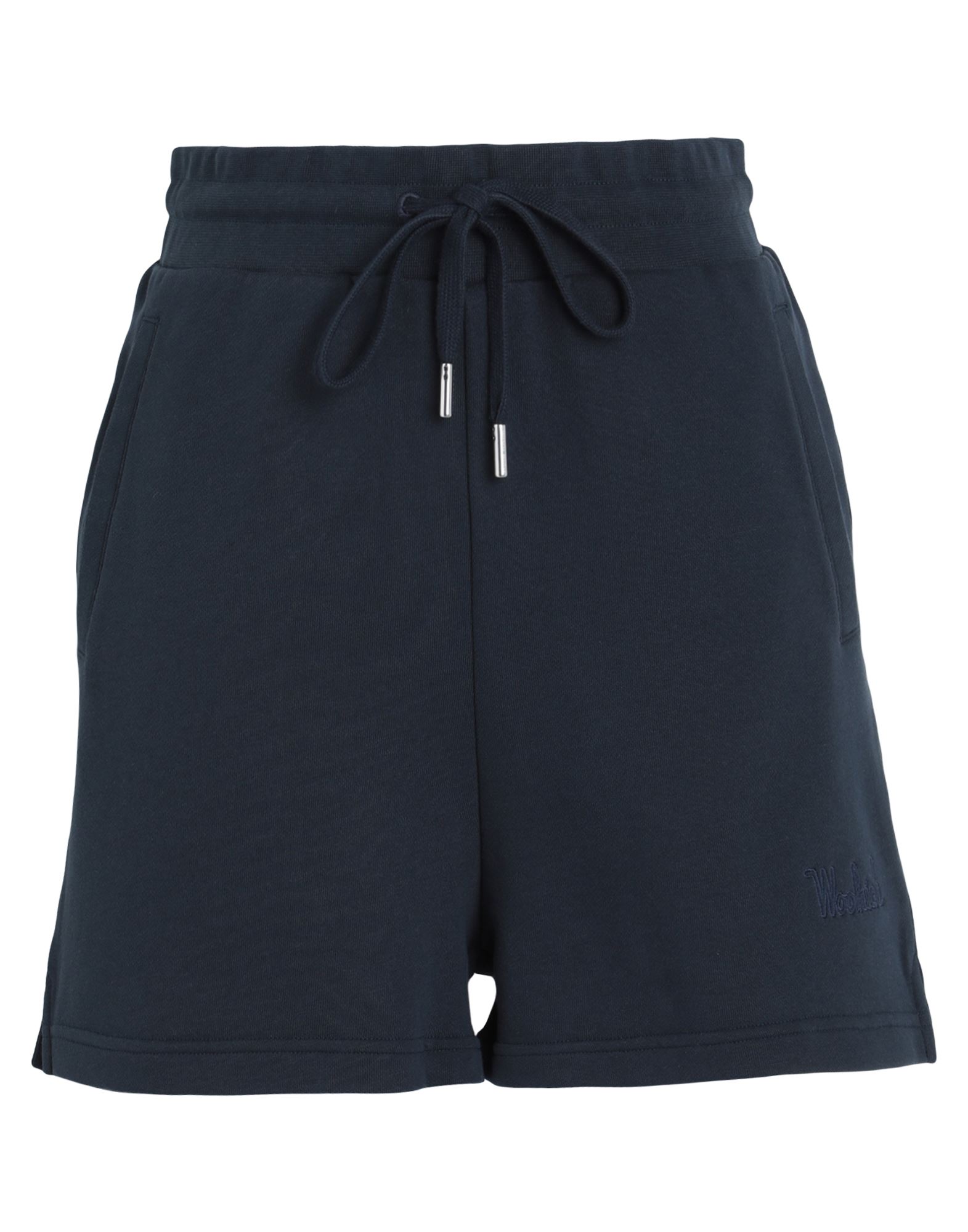 Shop Woolrich Fleece Short Woman Shorts & Bermuda Shorts Navy Blue Size L Organic Cotton