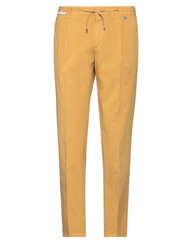 Paoloni Man Pants Ocher Size 28 Cotton, Elastane In Yellow