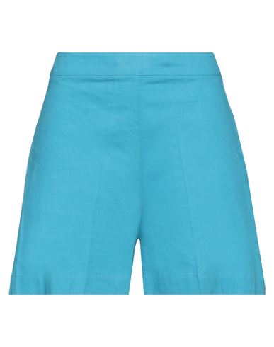 Kartika Woman Shorts & Bermuda Shorts Azure Size 6 Linen, Viscose In Blue