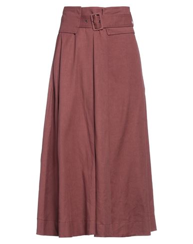 Fabiana Filippi Woman Midi Skirt Cocoa Size 2 Linen, Cotton, Elastane In Brown
