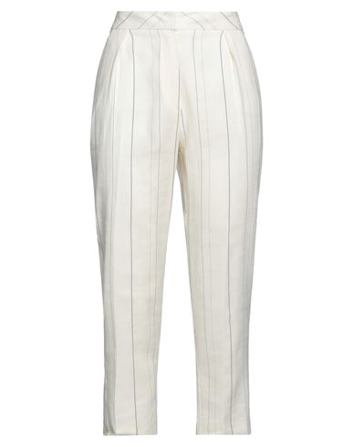 Skills & Genes Woman Pants Ivory Size 8 Linen, Cotton, Acetate In White