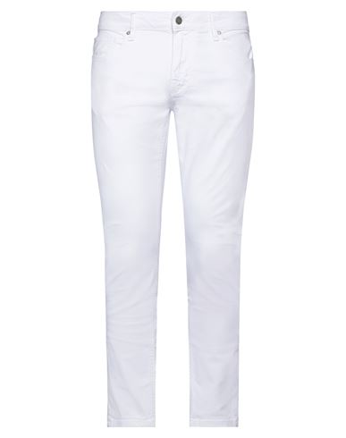 Guess Man Denim Pants White Size 36w-30l Cotton, Elastane In White