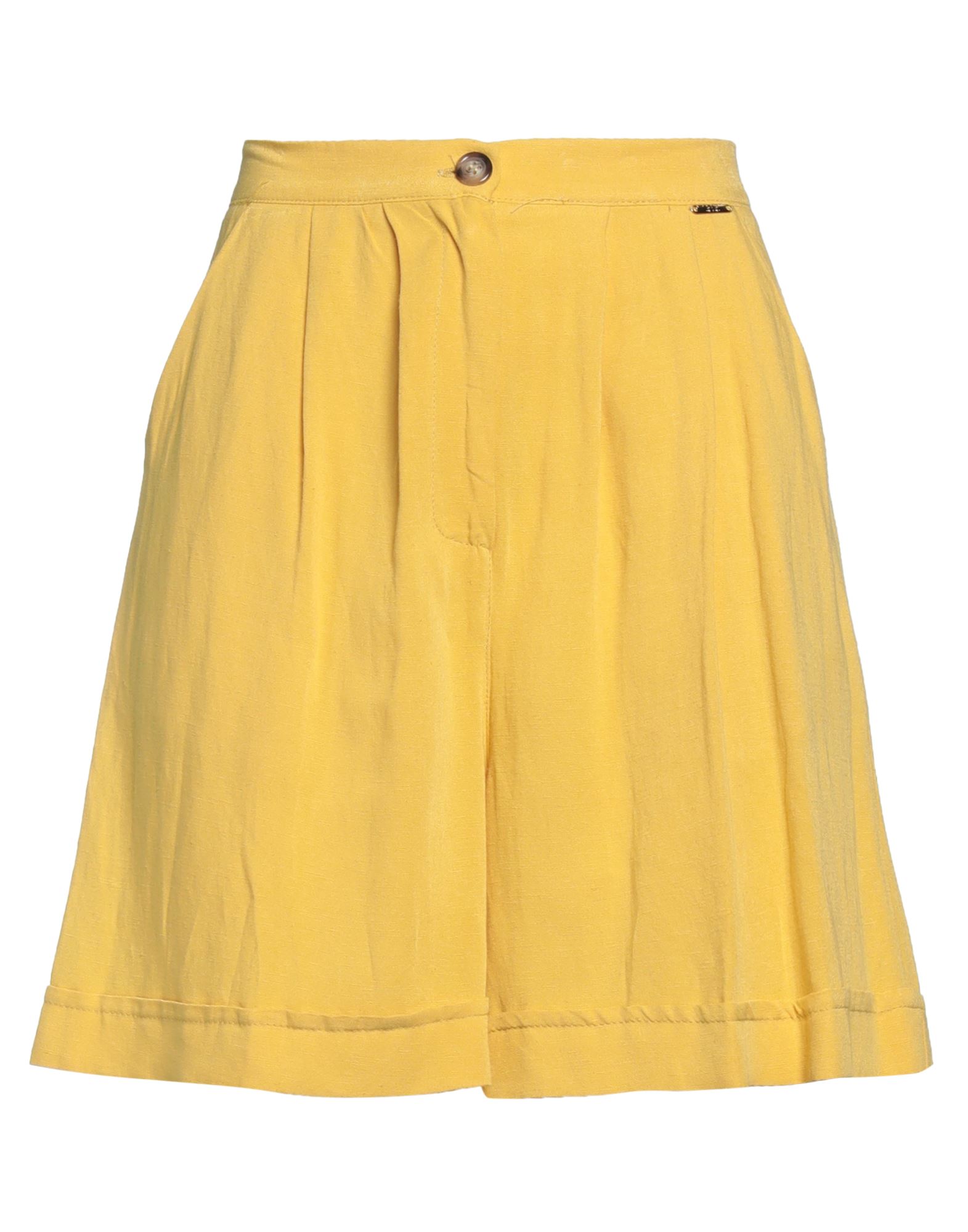 Mdm Mademoiselle Du Monde Woman Shorts & Bermuda Shorts Yellow Size 4 Viscose, Linen