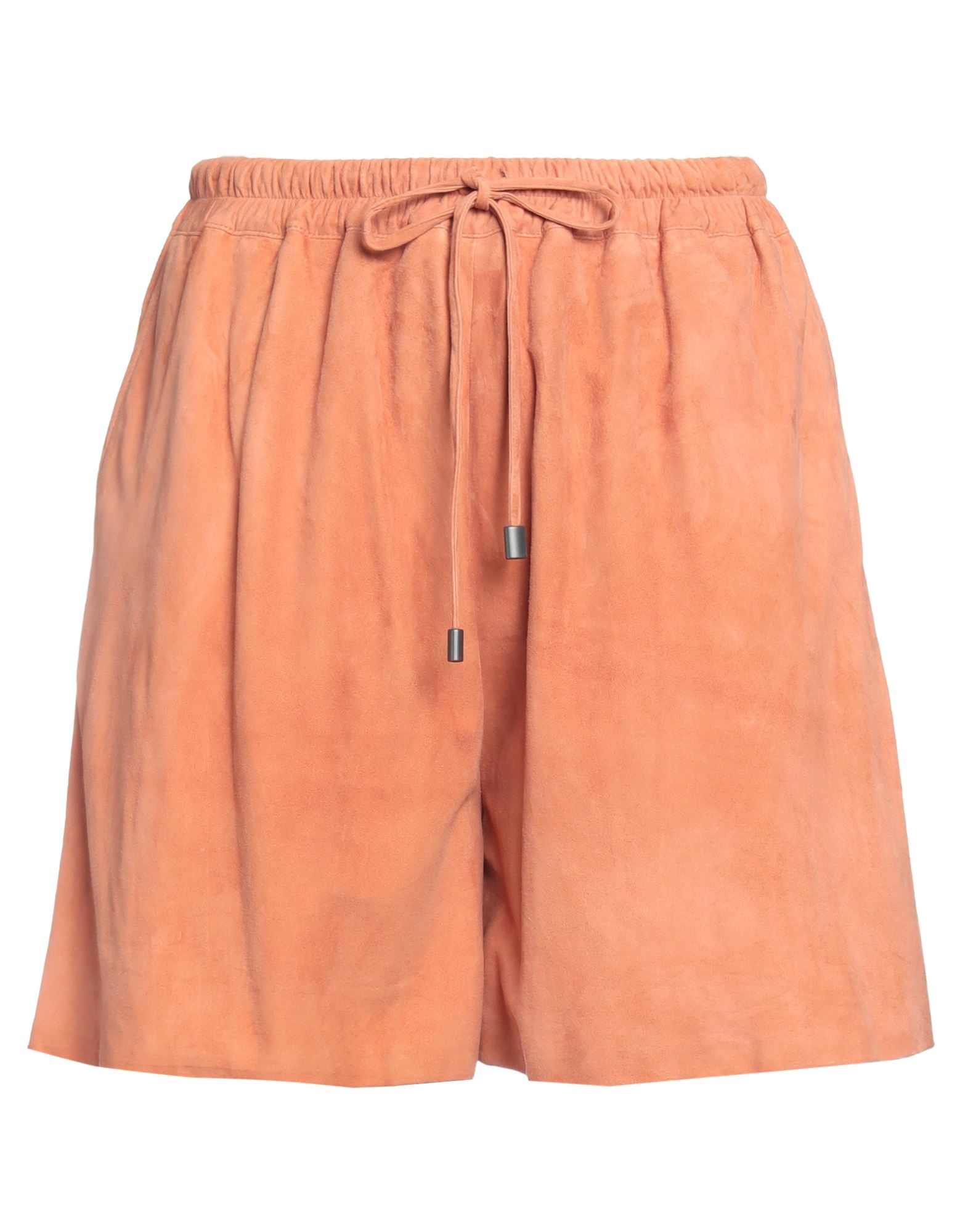 Gentryportofino Woman Shorts & Bermuda Shorts Apricot Size 8 Ovine Leather In Orange