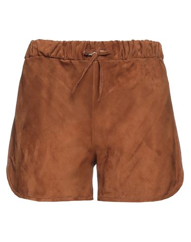 Salvatore Santoro Woman Shorts & Bermuda Shorts Tan Size 6 Ovine Leather In Brown