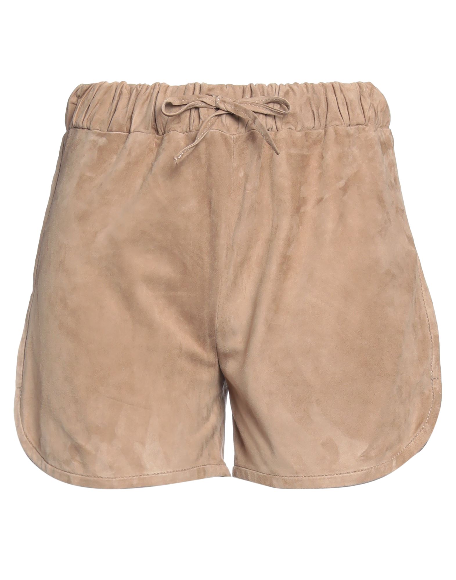 Salvatore Santoro Woman Shorts & Bermuda Shorts Camel Size 4 Ovine Leather In Beige