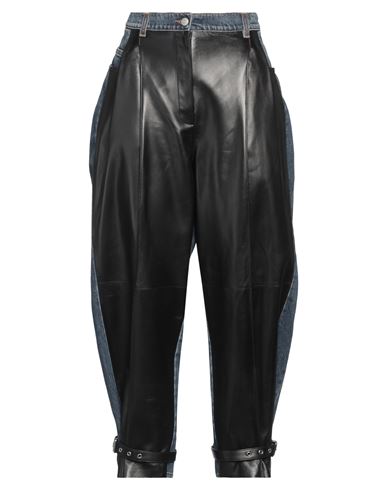 Alexander Mcqueen Woman Jeans Black Size 8 Cotton, Calfskin
