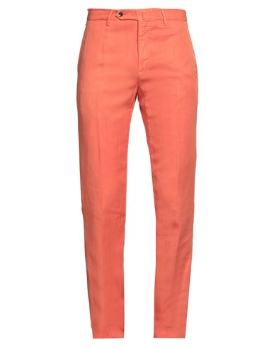 Pt Torino Man Pants Orange Size 40 Lyocell, Linen, Cotton