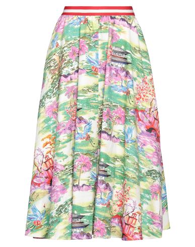 Stella Jean Woman Midi Skirt Green Size 4 Cotton, Elastane