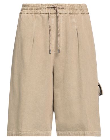 Dondup Man Denim Shorts Khaki Size 28 Cotton In Beige
