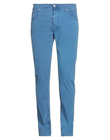 Shop Jacob Cohёn Man Pants Slate Blue Size 44 Cotton, Elastane