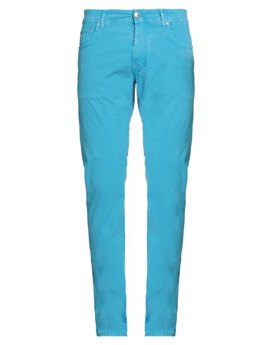 Shop Jacob Cohёn Man Pants Turquoise Size 34 Cotton, Elastane In Blue