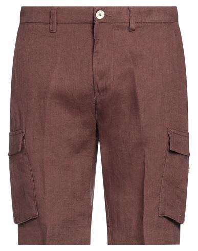Gazzarrini Man Shorts & Bermuda Shorts Brown Size 34 Linen