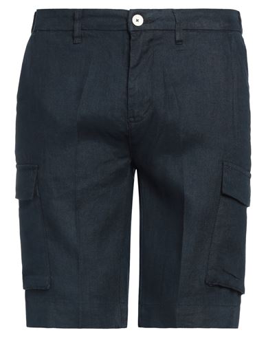 Gazzarrini Man Shorts & Bermuda Shorts Navy Blue Size 44 Linen