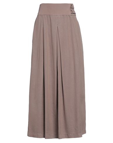 European Culture Woman Midi Skirt Light Brown Size M Lyocell, Cotton, Elastane In Beige