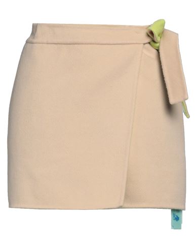 Off-white Woman Mini Skirt Beige Size 10 Virgin Wool, Cashmere