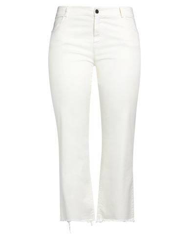 Zahjr Woman Pants Cream Size Xl Cotton, Elastane In White