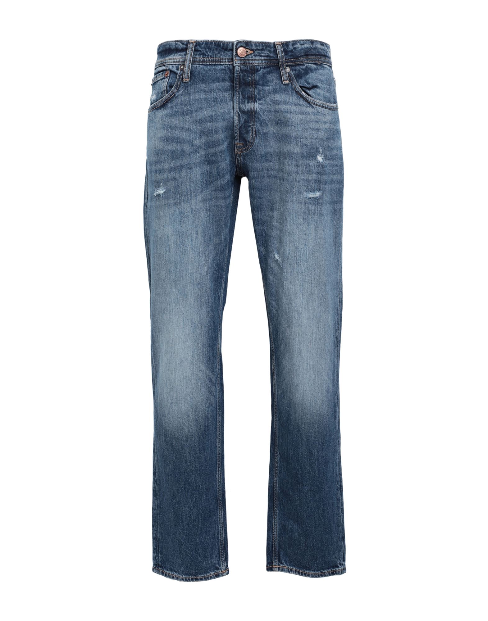 Shop Jack & Jones Man Jeans Blue Size 33w-34l Cotton, Elastane