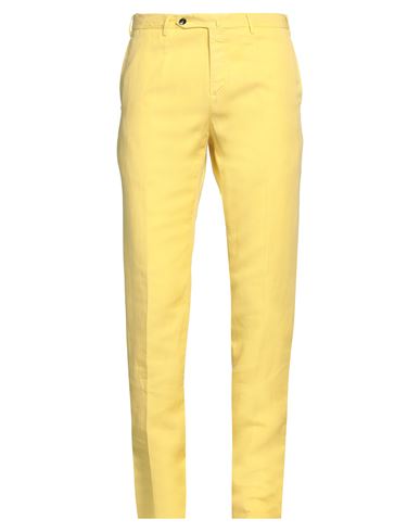 Pt Torino Man Pants Yellow Size 38 Lyocell, Linen, Cotton