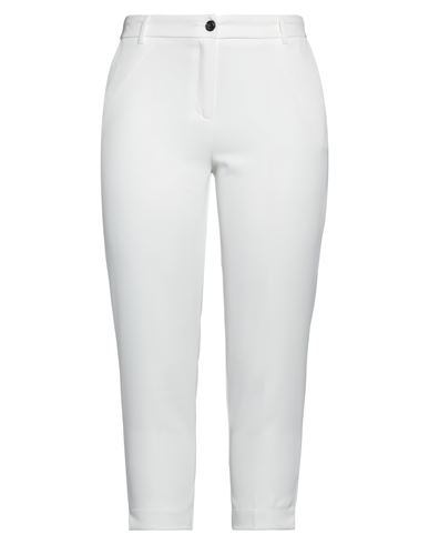 White Wise Woman Cropped Pants White Size 6 Polyester, Elastic Fibres