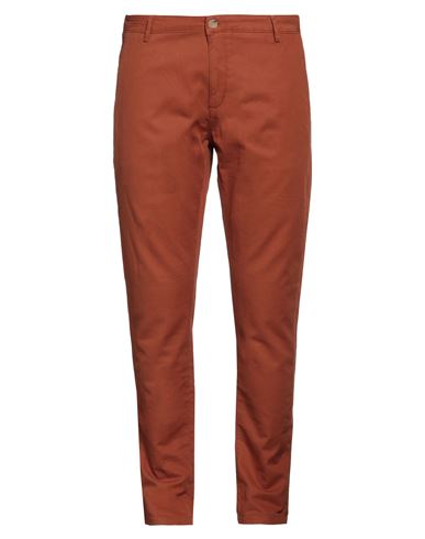 Yan Simmon Man Pants Rust Size 40 Cotton, Linen, Elastane In Red