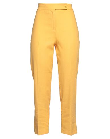 Materica Woman Pants Ocher Size 8 Linen, Viscose In Yellow