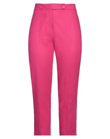 Materica Woman Pants Fuchsia Size 10 Linen, Viscose In Pink