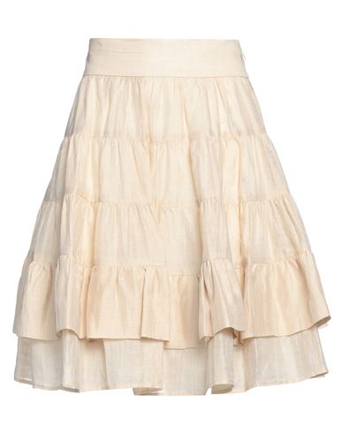 Shop Sandro Woman Mini Skirt Beige Size 6 Linen, Polyester