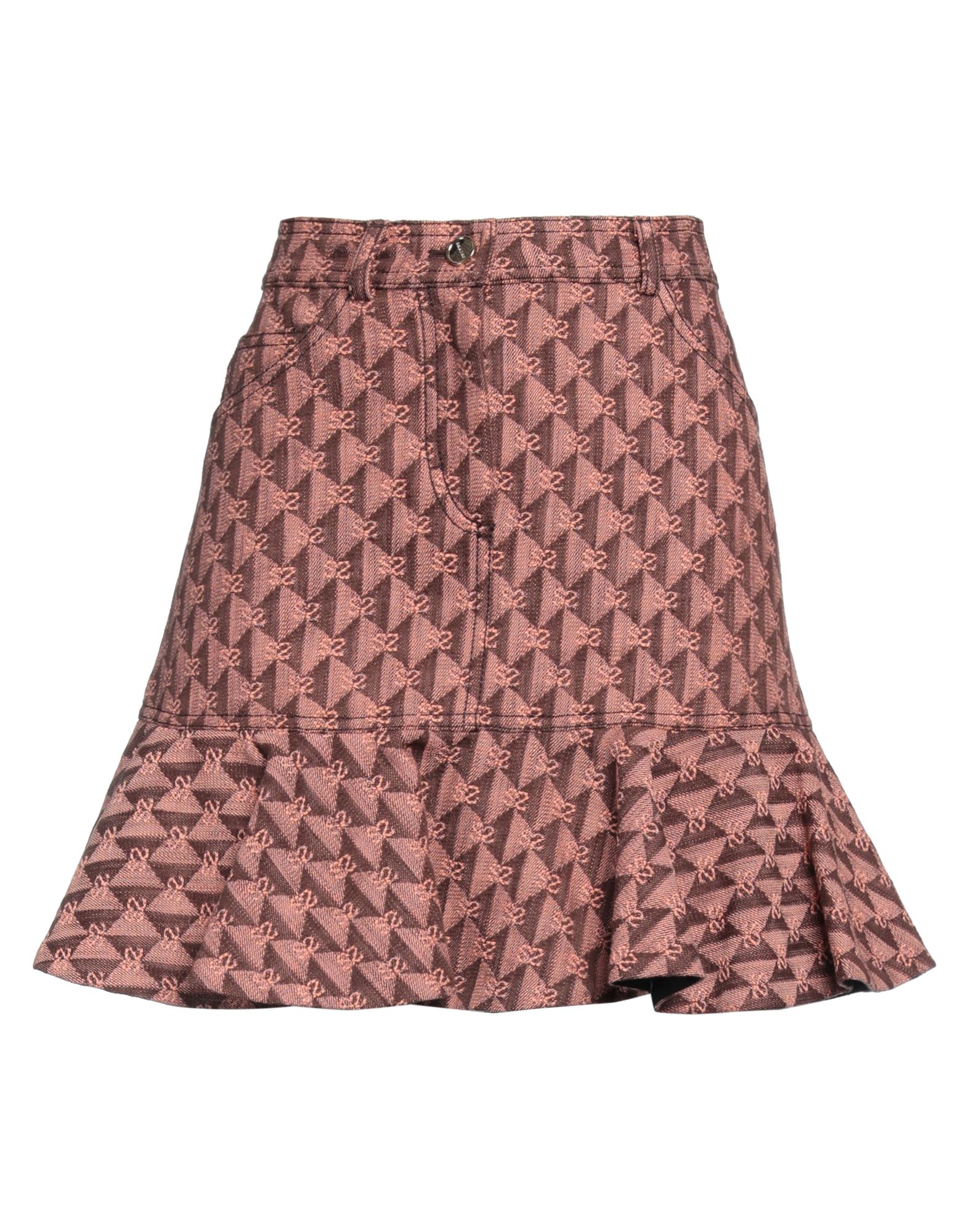 Shop Sandro Woman Mini Skirt Brown Size 10 Cotton, Polyester