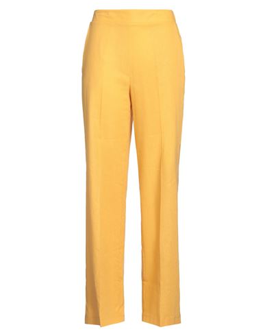 Materica Woman Pants Ocher Size 4 Linen, Viscose In Yellow