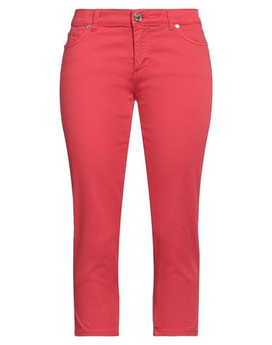 Glam Cristinaeffe Woman Cropped Pants Coral Size 31 Cotton, Elastane In Red
