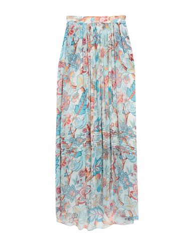 Etro Pleated Floral-print Silk-chiffon Maxi Skirt In Blue