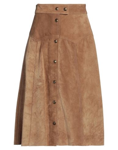 Belstaff Woman Midi Skirt Camel Size 2 Calfskin In Beige