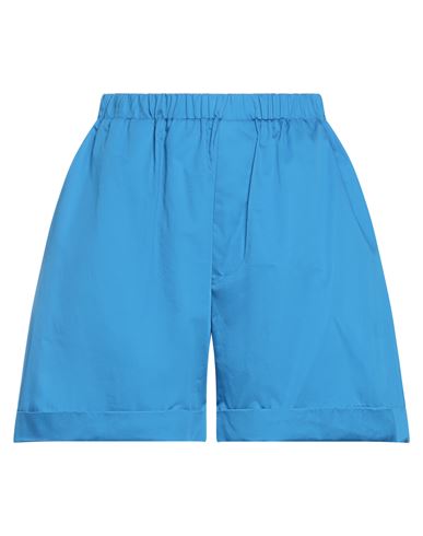 Woera Woman Shorts & Bermuda Shorts Azure Size 1 Cotton In Blue