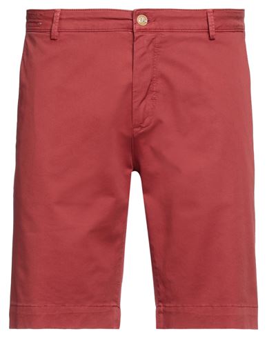 Shop Yan Simmon Man Shorts & Bermuda Shorts Brick Red Size 40 Cotton, Elastane