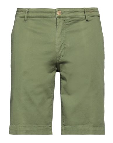 Shop Yan Simmon Man Shorts & Bermuda Shorts Military Green Size 40 Cotton, Elastane