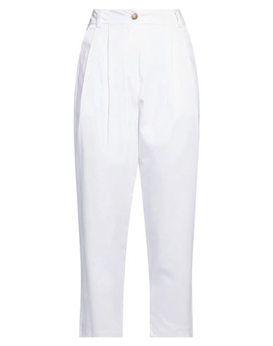 Shop Silvian Heach Woman Pants White Size 4 Cotton, Elastane
