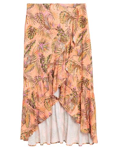 Desigual Woman Midi Skirt Mandarin Size L Viscose, Linen