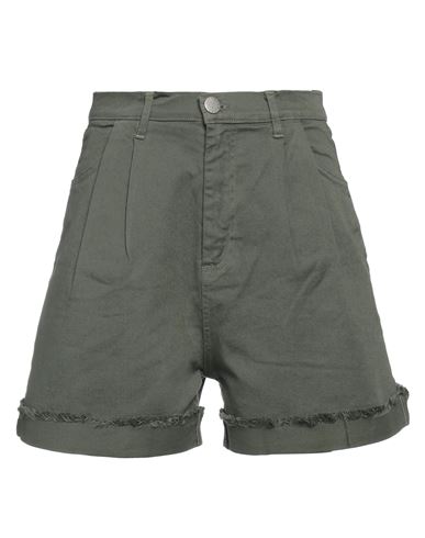 Federica Tosi Woman Shorts & Bermuda Shorts Military Green Size 24 Cotton, Elastane