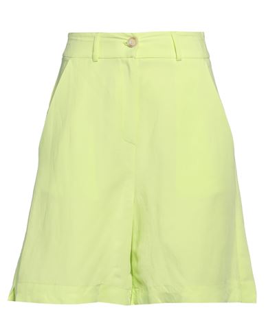 Eleonora Stasi Woman Shorts & Bermuda Shorts Acid Green Size 10 Viscose, Linen