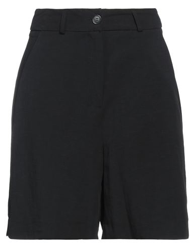 Eleonora Stasi Woman Shorts & Bermuda Shorts Black Size 4 Viscose, Linen