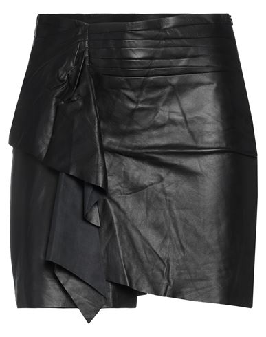 Iro Ruched Side-slit Leather Skirt In Black