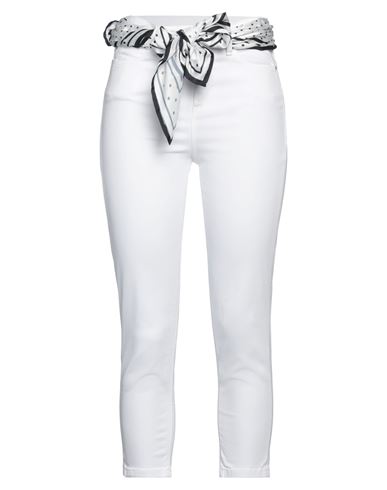 Guess Woman Cropped Pants White Size 31 Cotton, Elastomultiester, Elastane