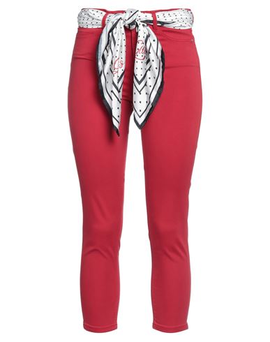 Guess Woman Pants Red Size 26 Cotton, Elastomultiester, Elastane