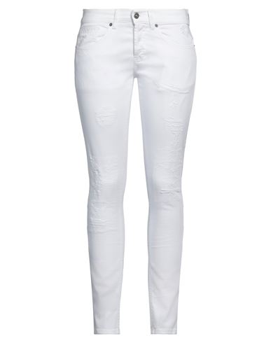 Dondup Woman Pants White Size 31 Cotton, Elastomultiester, Elastane