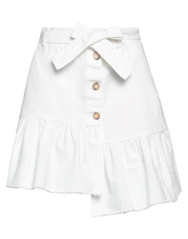 Kaos Jeans Woman Mini Skirt White Size Xs Cotton