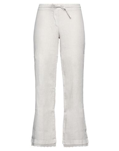 120% Woman Pants Off White Size M Linen In Grey