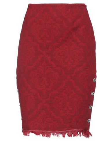 Marine Serre Woman Midi Skirt Brick Size M Polyester, Cotton, Viscose In Red