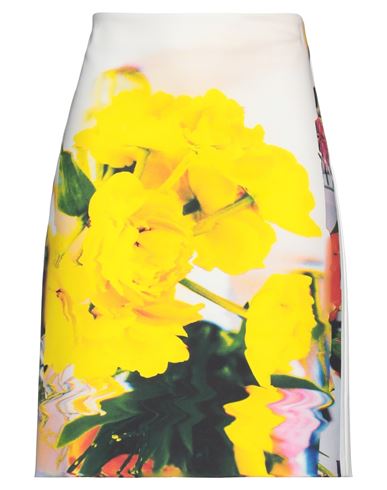 Msgm Woman Midi Skirt Yellow Size 8 Cotton, Polyamide, Elastane In Yellow