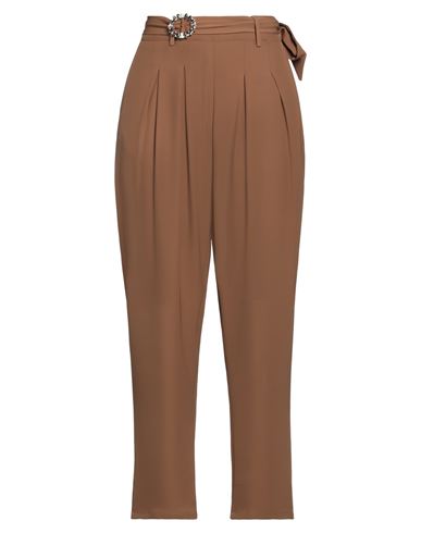 J'aime’ J'aime' Woman Pants Brown Size 8 Polyester, Elastane